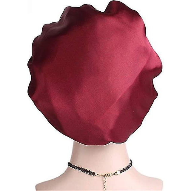 Gorro de satén de banda ancha a la moda, gorros de noche para mujer, gorro elástico suave, gorro para la caída del cabello, envolturas elásticas para la cabeza ( ShuxiuWang 8390612997990