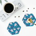 thumbnail image 5 of Pofeuu Swan On The Pond Print Leather Coasters Set of 6, Round Cups Mugs Mat Pad for Home Kitchen Heat Resistant Drink Coasters,Hexagon, 5 of 7