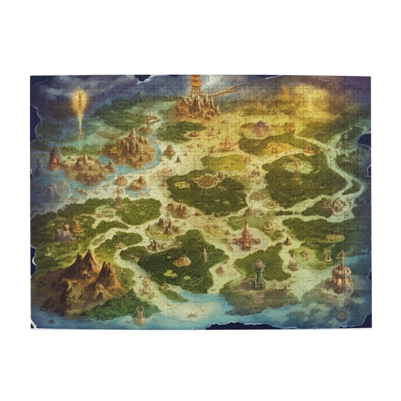 500 PCS Fantasy World Map Puzzles For Adults 500 Pieces,Imaginative Puzzles,Family Stress Relief Recreation,Adult Wooden Puzzles,Great For Relaxation And Display For Puzzle Enthusiast