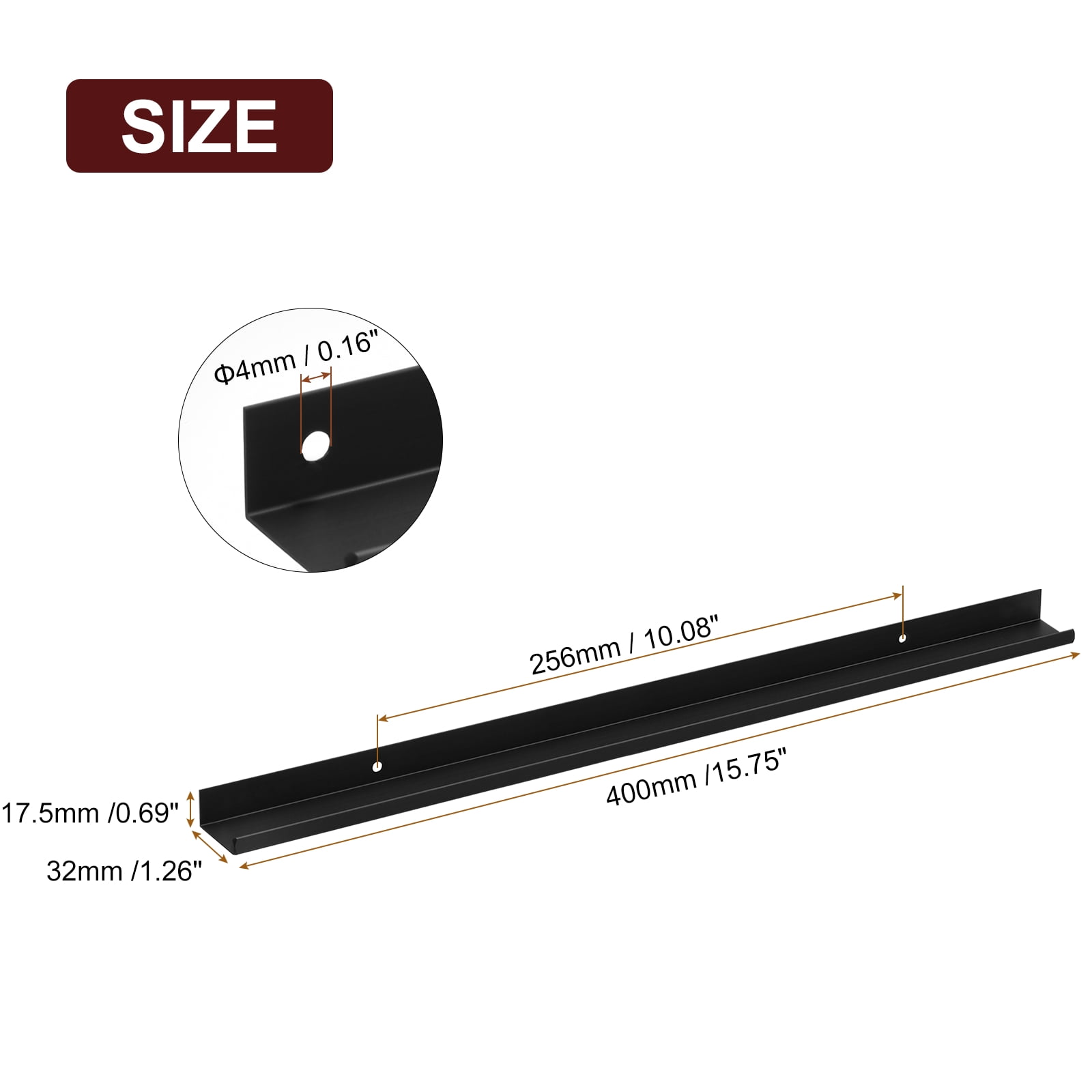 8Pcs Finger Pulls, 400mm/15.75 Inch Aluminum Hidden Cabinet Edge Handles, Modern Concealed Tab Pulls Hardware for Kitchen, Furniture, Drawer, Wardrobe, Black