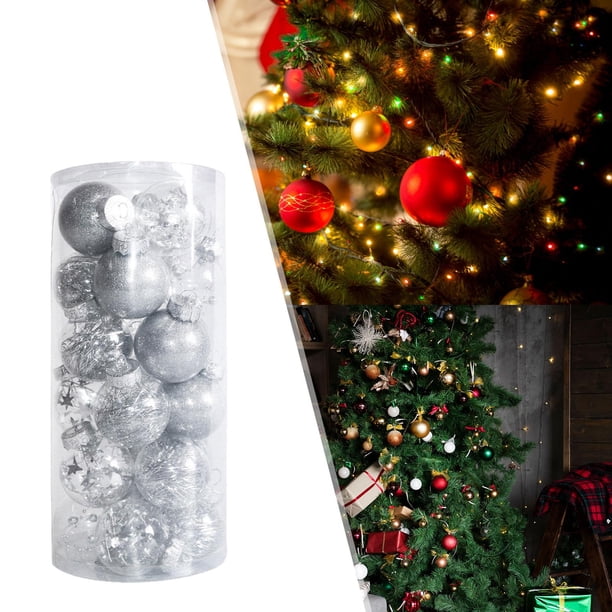 Adornos de bolas de Navidad BLESIY decoración colgante de Plata 24 piezas