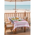 thumbnail image 2 of Outdoor Tablecloth with Umbrella Hole for Patio/Picnic/Party/Camping, Pink Flowers Waterproof Table Cloth Rectangle Table Cover Washable, Spring Floral Summer Botanical Striped Farmhouse (52"x 70"), 2 of 8