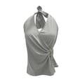 thumbnail image 5 of Soyumi Women's Sexy Halter Going Out Top Open Back Deep V Neck Sleeveless Vest Tank Tops Party Club Night Out Tops, Light Ashy, 5 of 5