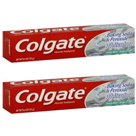 (2 pack) (2 Pack) Colgate Fluoride Toothpaste Baking Soda & Peroxide Whitening Frosty Mint Stripe, 6.4 OZ