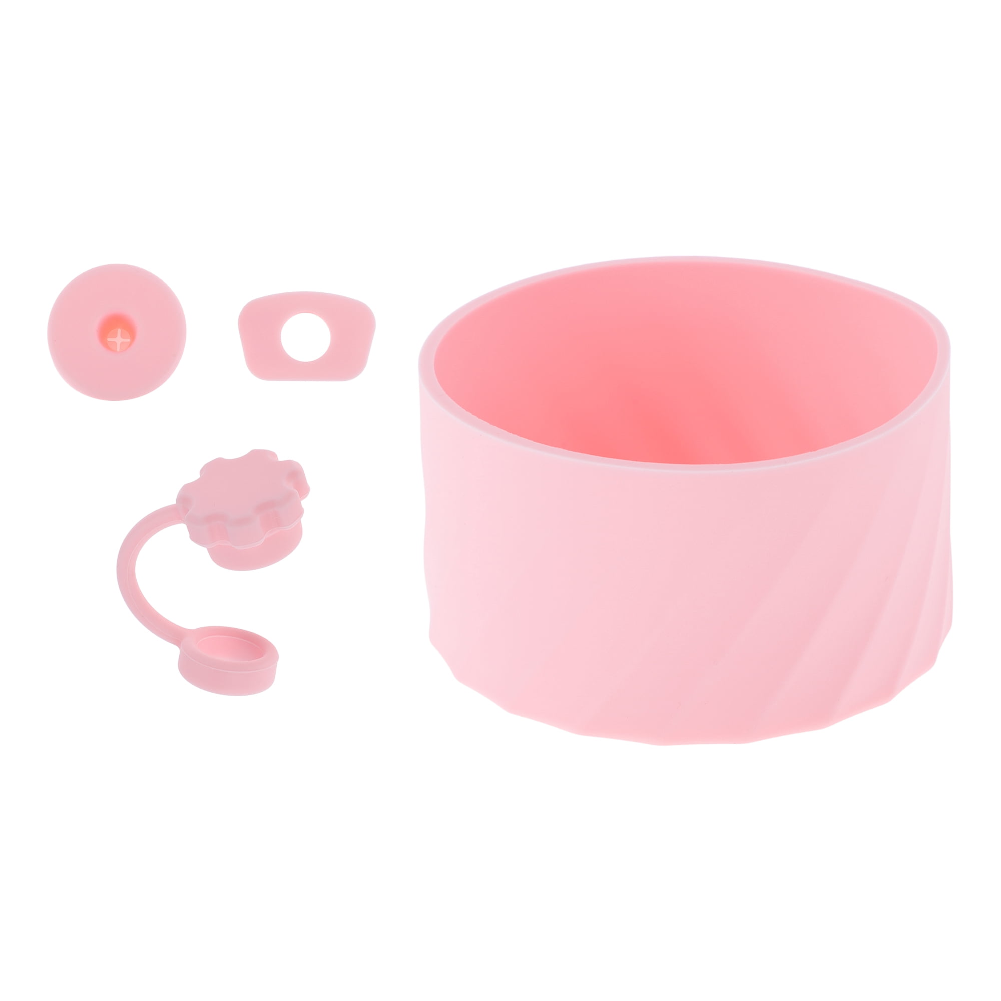 Unique Bargains Cup Sleeve and Straw Plug Set for Cup Accessories Pink