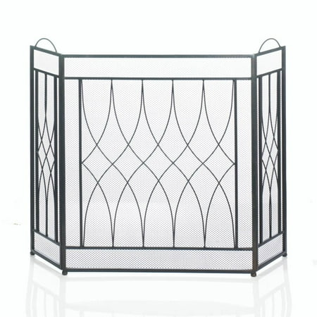 Mesh Fireplace Screen Decorative Fireplace Screens Black Three