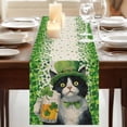 thumbnail image 3 of Table Runners 72 Inches Long Dress Scarves, St. Patrick's Day Farmhouse Kitchen Table Runner, Coffee Tablerunners, Vintage Cute Cat Beer Green Clovers 14x72 Inch, 3 of 9