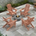 thumbnail image 2 of Costway Folding Adirondack Chair Set of 4 with High Backrest & Wide Armrests Wooden Brown, 2 of 8