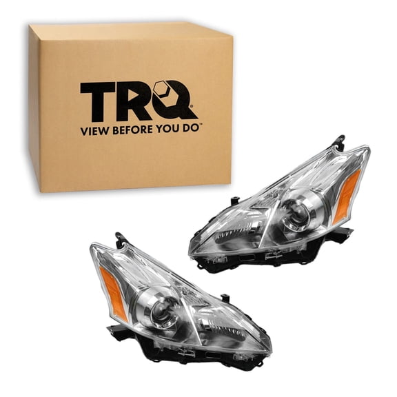 TRQ 2 Piece Headlight Assembly Set Driver & Passenger Side Fits 2012-2014 Toyota Prius V TO2518137 TO2519137