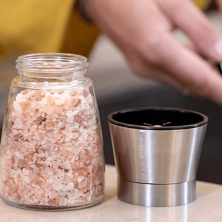 Gold Salt and Pepper Grinder Set - Golden Salt and Pepper Shaker Mill - Brass Pepper Grinders Refillable - Adjustable Coarseness - Sea Salt, Black