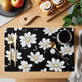 thumbnail image 2 of White Daisy Floral Placemats Set of 8 Spring Summer Flowers Black Place Mats Indoor Wipeable Table Mats Washable Cloth Dining Table Placemats for Kitchen Holiday Party Home Decor 13x19 Inch, 2 of 9