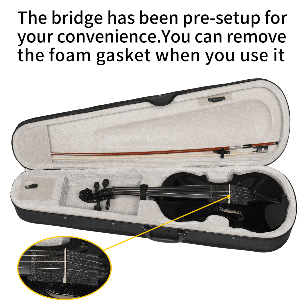 Tcbosik 4/4 Acoustic Violin Set, Acoustic Violin Beginner Set with Hard Case, Bow and Rosin, Fiddle Kit with Sordine, Extra Strings and Shoulder Rest, Black
