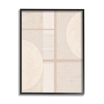 Stupell Industries Beige Circular Geometric Abstract Painting Black Framed Art Print Wall Art, 11 x 14