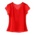 thumbnail image 4 of Tiqkatyck Tank Top for Womens Summer Tops Ruffle Short Sleeve T Shirts Casual Slim Fit 1/4 Sleeve Tunic Tops Summer Tops for Women Red XXXL, 4 of 4