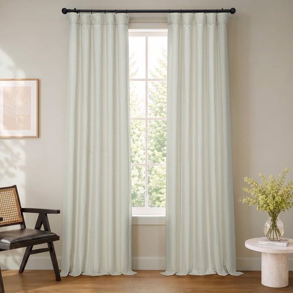 Half Price Drapes Oat Cream Bellino Textured Faux Linen Room Darkening Curtains For Bedroom & Living Room Curtains(1 Panel), Curtains 108 Inches Long, 50W X 108L