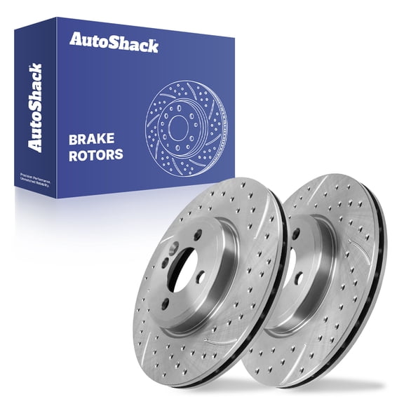 AutoShack Front Brake Rotors for Mini, Cooper 2007-2015, FWD L3 1.5L L4 1.6L 2.0L - Silver Zinc Coated Drilled & Slotted - SilverShield Pro - 11.57" (294 mm), 4-Lug