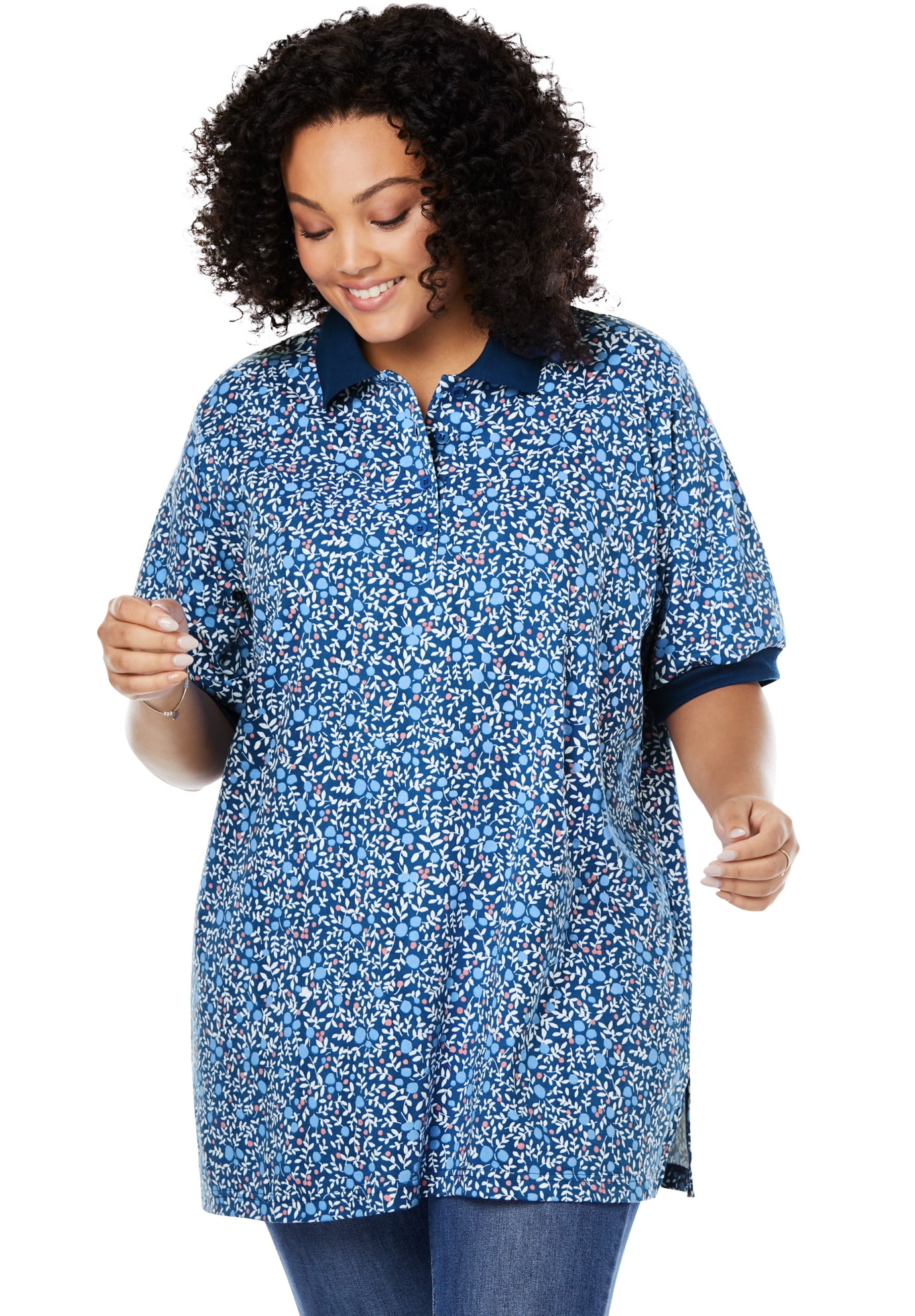 women's tunic length polo shirts