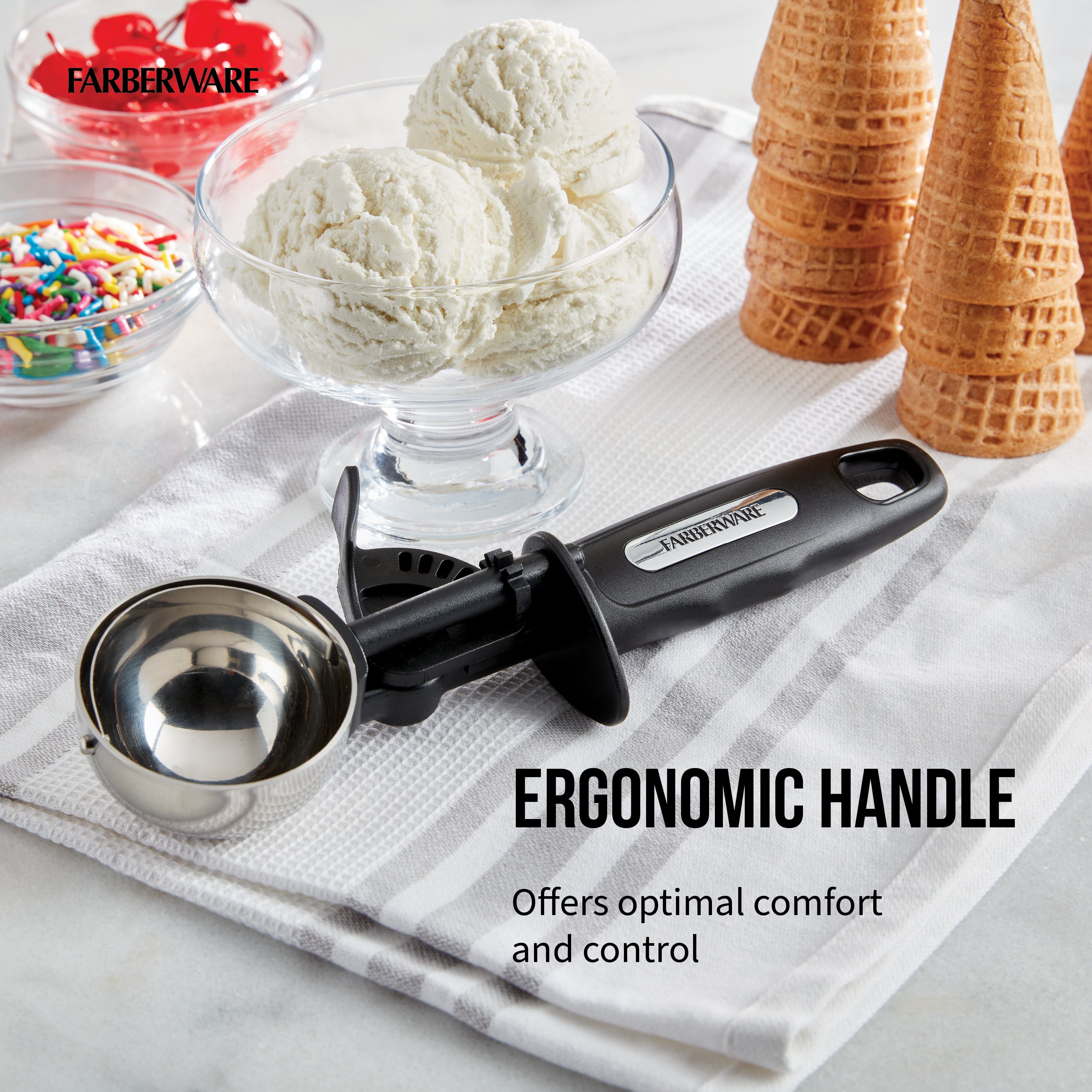 (2 pack) Farberware Professional Old Fashion Ice Cream Scoop in Black
