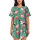 thumbnail image 1 of Fotbe Tropical Flamingo Conjunto de Pijama Estampado para Mujer, 2 Piezas, Ropa de Dormir con Camiseta de Manga Corta y Shorts Suaves-Medium, 1 of 6