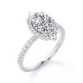 thumbnail image 4 of JeenMata Vintage 1.50 Carat Oval Moissanite and Diamond Halo Wedding Ring in 10k White Gold, 4 of 7