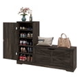 thumbnail image 3 of Uforic Shoe Cabinet, Shoe Organizer with Storage Bench and Adjustable Shelves, Farmhouse Entryway Shoe Cabinet, Rustic Oak, 3 of 9