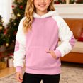 thumbnail image 2 of Tanghaowl Kids Hoodies Child Boys Girls Christmas Long Sleeve Patchwork Hooded Pullover Tops Keep Warm Sweatshirts Clothes Pink 2-3 Years, 2 of 7
