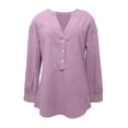 thumbnail image 4 of XIAONU Women Breathable Linen Blouse Long Sleeve Pullover Top Flowy Casual Daily Wear Shirt, 4 of 4