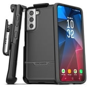Encased Samsung Galaxy S21 Belt Clip Case (Rebel Series) (2021) Protective Heavy Duty Holster Case - Black