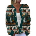 thumbnail image 2 of Jsaierl Womens Christmas Cardigan Sweaters Plus Size Dressy Long Sleeve Cute Printed Open Front Button Knit Outwear, 2 of 3