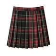 thumbnail image 4 of Maoxin Women Skirt Women's Short Skirt Plaid Retro Pleated Skirt Uniform Role playing Costume ,Red,L, 4 of 4