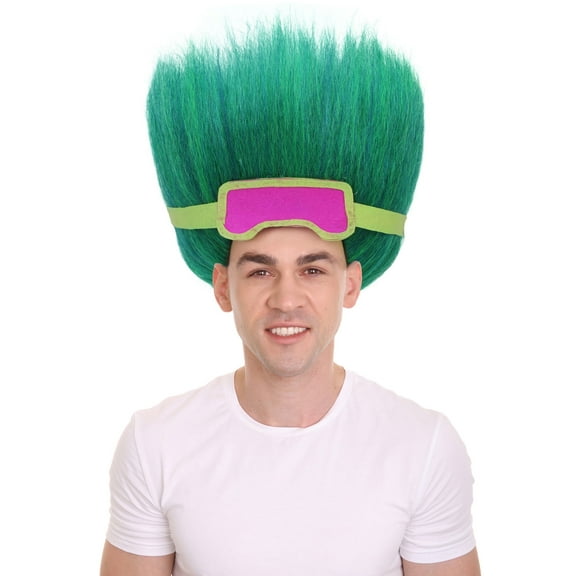 HPO Adult Men's Tv Musical Movie Troll Green Spiky Wig, Cosplay Wig, Flame-retardant Synthetic Fiber