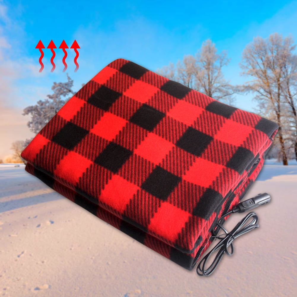12V Car Truck Heated Blanket Electric Fleece Travel Heating Seat
