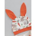 thumbnail image 4 of Okbabeha Baby Boys My First Easter Outfits Letter Embroidered Bowtie Long Sleeve Rompers Rabbit Print Suspender Pants Bunny Ear Hat 3Pcs Clothes Set, 4 of 8