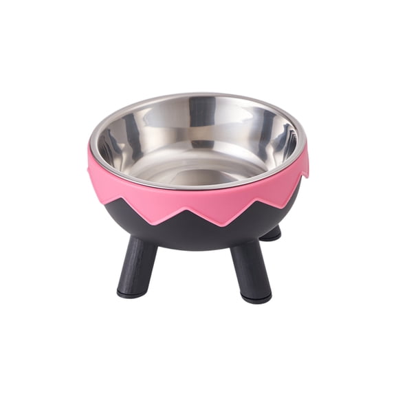 Bpyeka Elevated Cat Bowl with Stainless Steel Insert, Whisker Friendly Raised Cat Food Bowl with Wooden Stand, Non-Slip Cat Feeding Dish for Indoor Cats, Multiple Colors Available