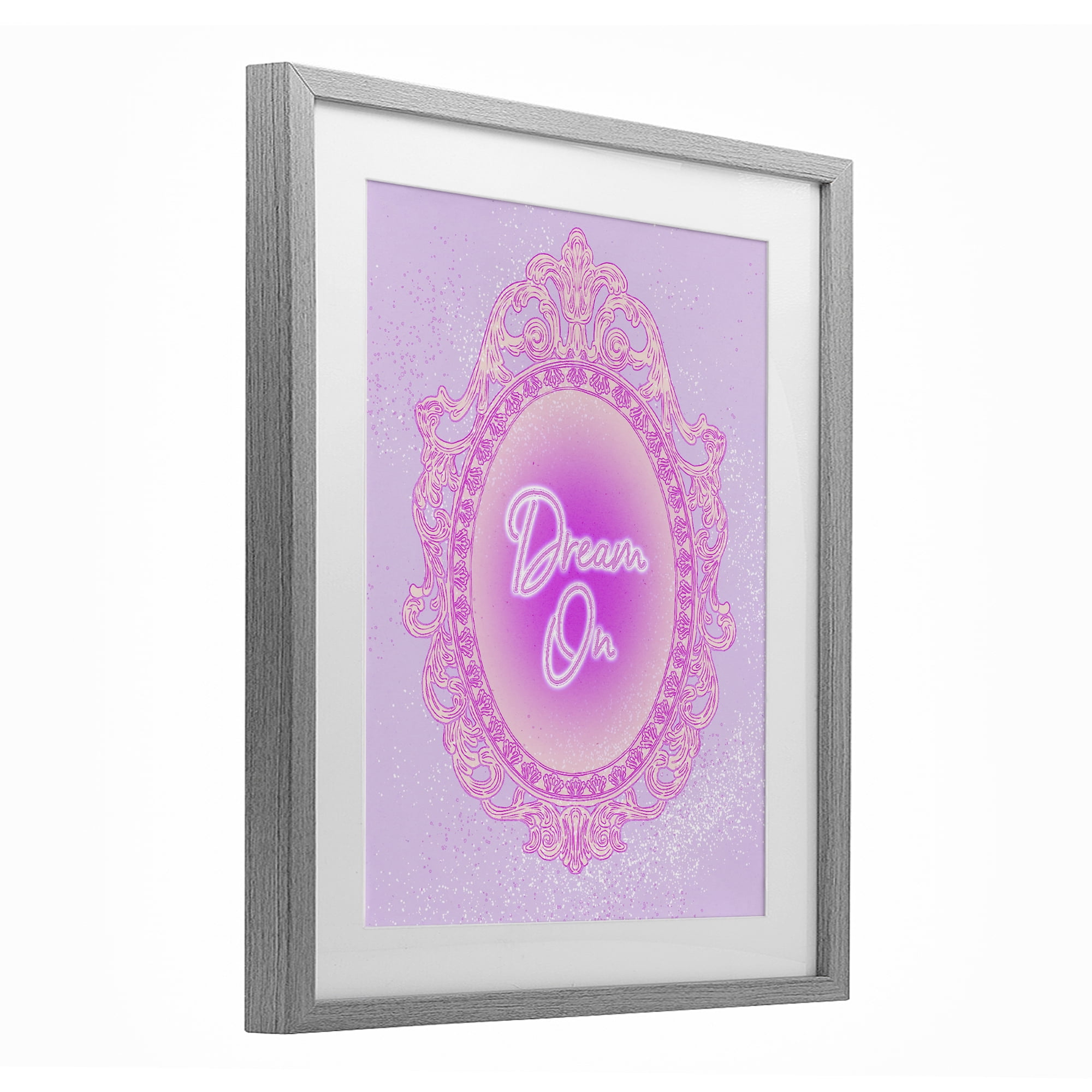 Stupell Industries Dream On Ornate Mirror Gray Framed Print Under Glass, design by Ziwei Li