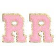thumbnail image 1 of Parche de letra Uxcell Chenille de 2.2" autoadhesivo, letra R, parche bordado para reparación de ropa (rosa, paquete de 2), 1 of 6