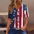 thumbnail image 7 of VKOYWKM 4th of July Shirts for Women Independence Day American Flag Graphic Tees Button V Neck Henley Shirts Patriotic Red White and Blue Tshirts Tops, 7 of 7