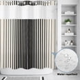 thumbnail image 3 of No Hook Shower Curtain, Black Striped Shower Curtains for Bathroom with See Through Top Window, Farmhouse Beige Stripes Vintage Rustic Waterproof & Washable Bath Curtain Standard 72"x72", 3 of 9