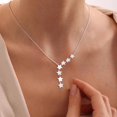 thumbnail image 2 of DanceeMangoos Lariat Star Necklace for Women: Dainty Silver/Gold Star Y Necklace for Women 14K Gold Plated Cubic Zirconia Star Pendant Necklace Pearl Drop Cute Jewelry for Women Trendy Prom, 2 of 7