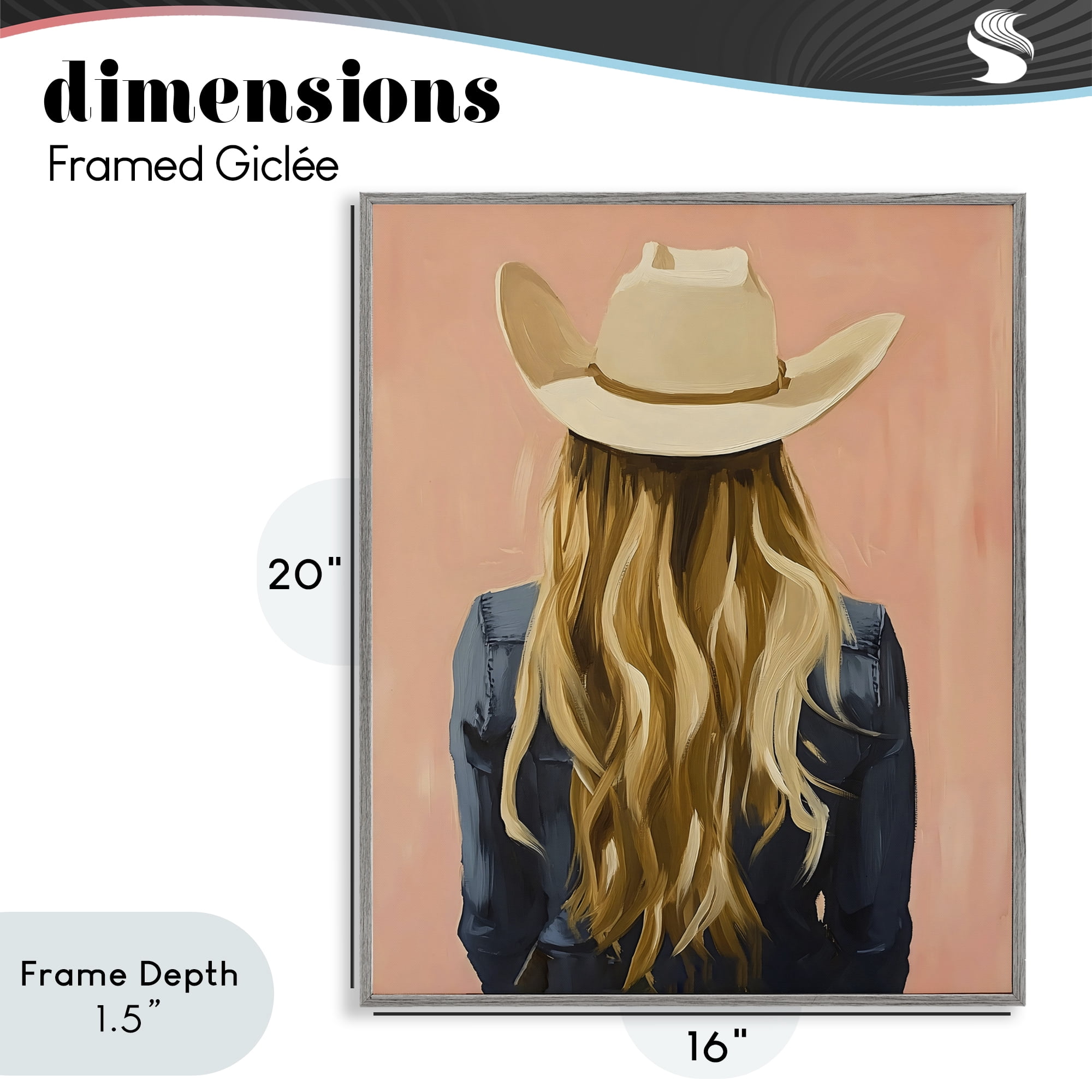 Stupell Industries Blonde Cowgirl Back View Gray Framed Giclee Art, design by The Prints Vibe