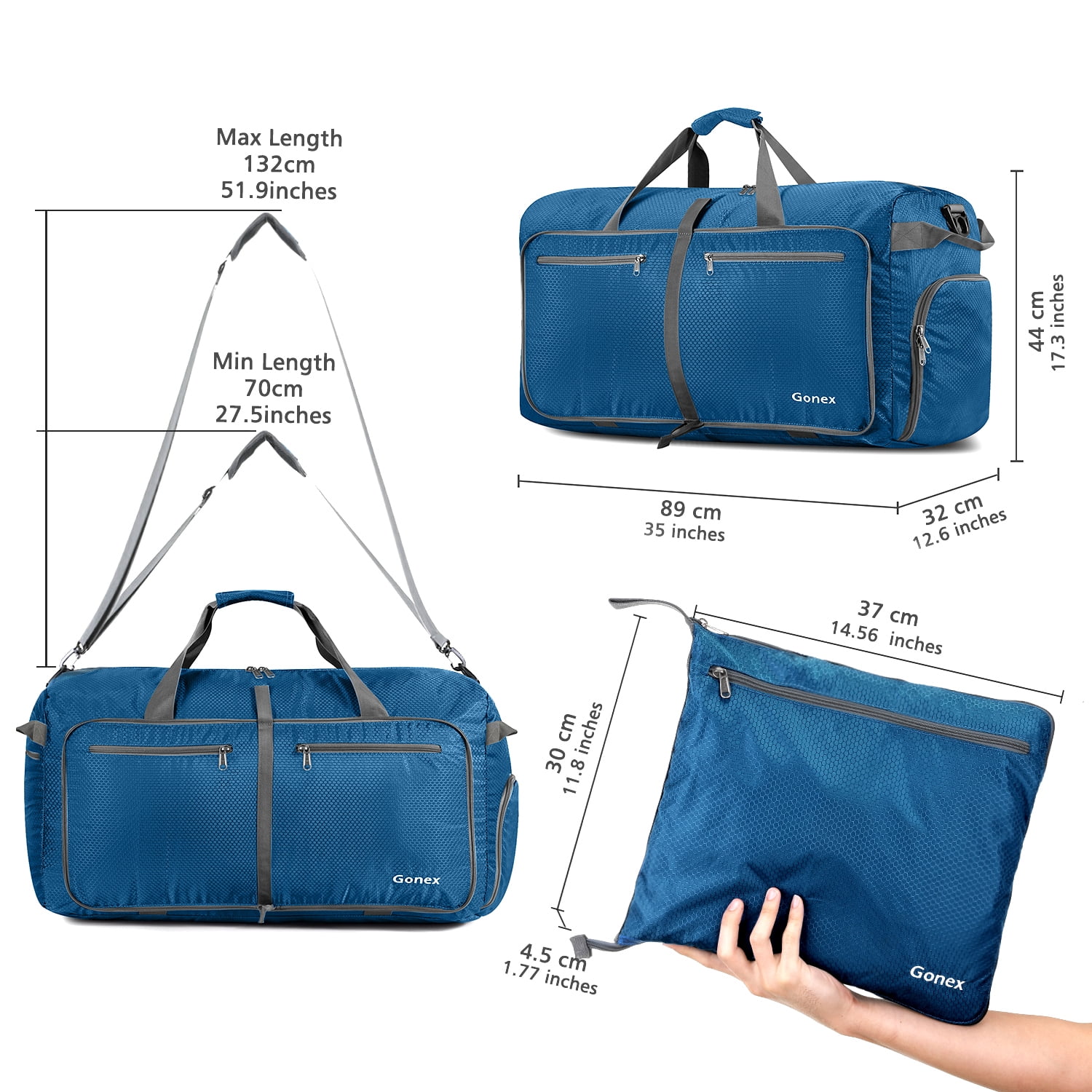 Gonex 150L Travel Duffle Bags 35" Large Foldable Weekender Bag Waterproof Overnight Bag with Shoes Compartment for Camping