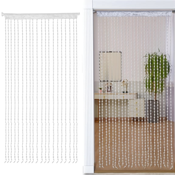LAMIRO Beaded Curtain,Doorway String Curtain,Tassel Bead Curtain for Hallway Window Closet Bedroom Living Room Kitchen Privacy Decor,Closet Curtain Boho Door Curtain,78.7"X 39.4",White