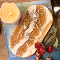 Orange Onyx Serving Tray, Oblong Coffee Table Plate, Stoneware Serving Tray, 5 "W x 1 "H x 10 "D, Mid Centruy Modern Decoration for Livingroom Bedroom Diningroom