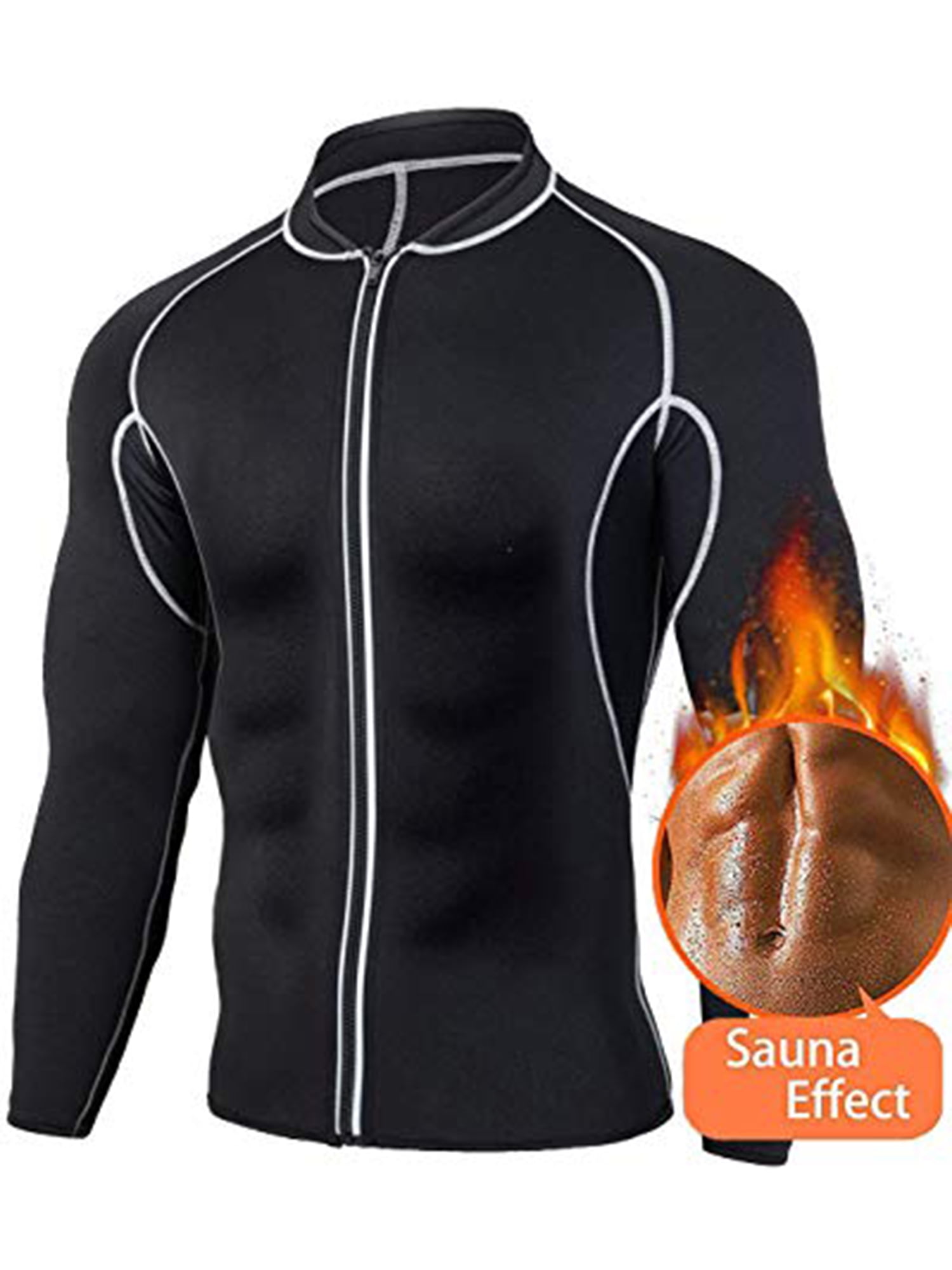 Men Long Sleeve Sweat Sauna Shirt Neoprene Slimming Fitness Jacket Fat
