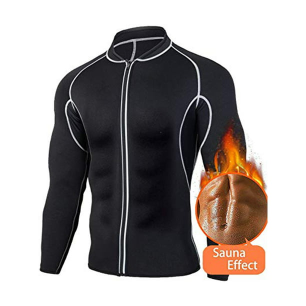 Men Long Sleeve Sweat Sauna Shirt Neoprene Slimming Fitness Jacket Fat ...
