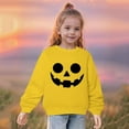 thumbnail image 2 of Odeerbi Toddler Girls Crewneck Sweatshirts Halloween Pullover Sweatshirts Children's Fall Winter Sweatshirt Heart Print Long Sleeve Sweater Top Yellow, 2 of 5
