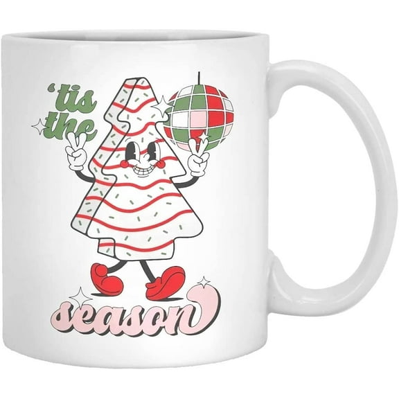 Tis The Season Christmas Tree Cake Mug, Funny Christmas Coffee Mug Gifts For Women, Christmas Cake Tree Cup, Christmas Mug, Holiday Mug, Xmas Gifts