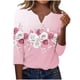 thumbnail image 3 of Blusas para las Mujeres Casual Impreso 3/4 Mangas V-Cuello Botón Ocio Top Blusa Tops para las Mujeres, 3 of 6