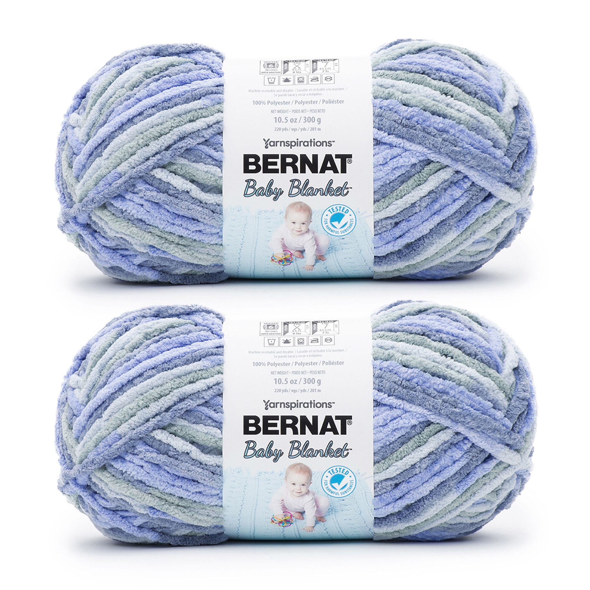 Bernat Baby Blanket Lovely Blue Yarn 2 Pack of 300g/10.5oz