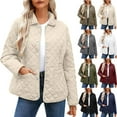 thumbnail image 5 of qucoqpe Women's 2025 Fall Winter Fashion Casual Solid Color Lapel Collar Long Sleeve Fleece Lined Short Jacket Coat Outwear, 5 of 5